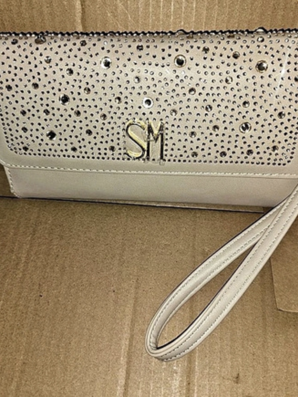 Steve Madden Rhinestone Wristlet Wallet in White NWT